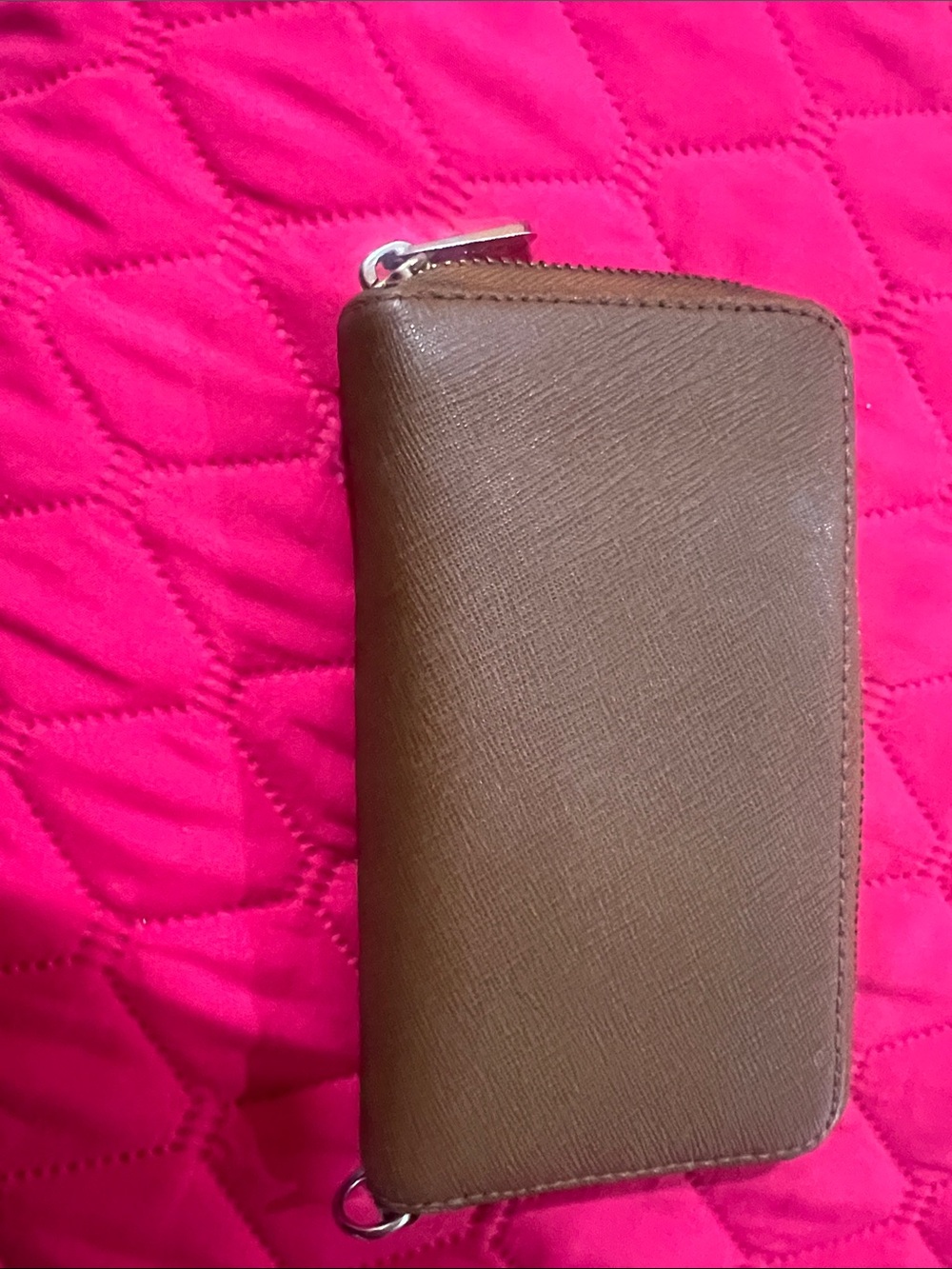 Michael Kors Tan Saffiano Zip Wallet with Gold Plate - Picture 5 of 11